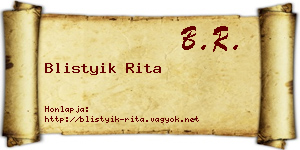 Blistyik Rita névjegykártya